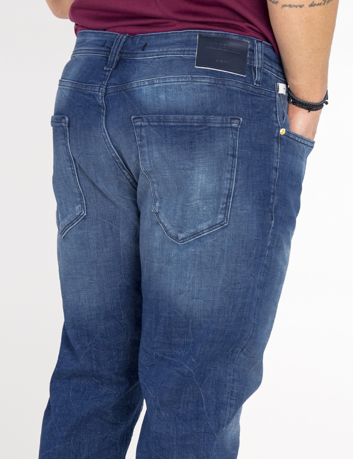 Ανδρικό ελαστικό Τζιν Παντελόνι Πλυμένο πεντάτσεπο με κουμπιά OD51321 φωτογραφία